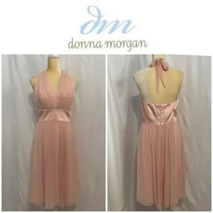 Donna Morgan soft pink color tie back halter  cocktail gown. Size 8